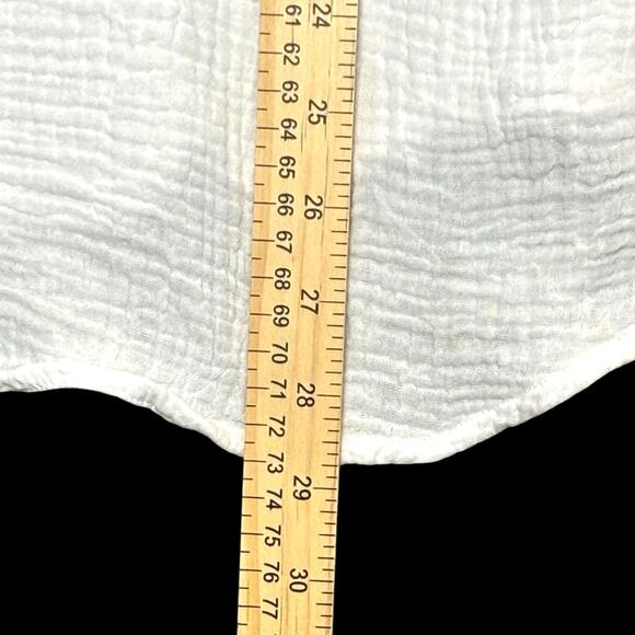 Foxcroft White Gauze Cotton Button Blouse XL Ruched Sleeves Boho Chic Coastal - Picture 9 of 11